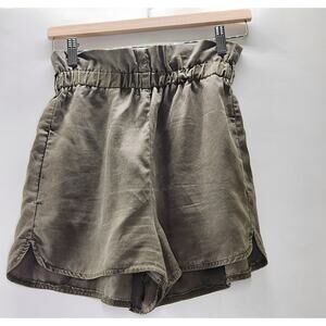 Express Extreme High Rise Paperbag Shorts Womens XS Army Green Elastic Waist
